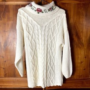 😍90s Vtg. Bobbie Brooks Embroidered Cowl neck Knitted Sweater Sz L